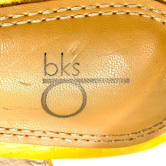 Yellow Bks Dallis Sandals Size 8 Buckle Straps Croc-Embossed Ankle Wrap Resort - Picture 4 of 10